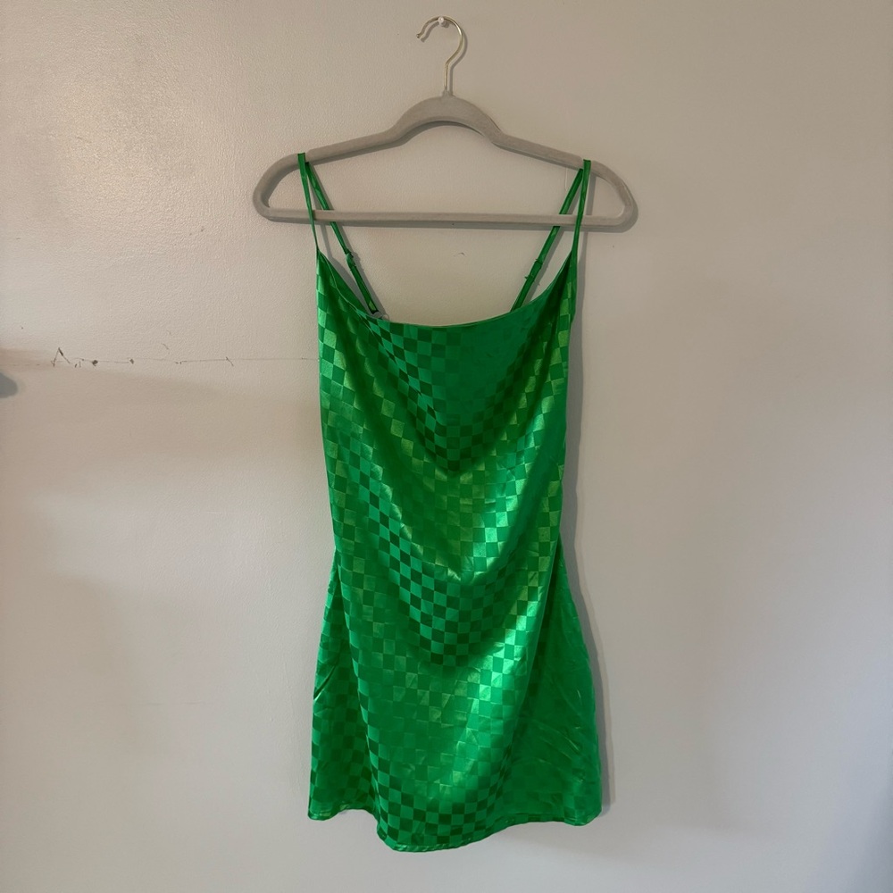 Green Checkered Slip Dress